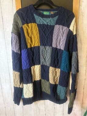 Byford Sweater Mens M Multicolor Chevron Geometric Silk Blend Crewneck